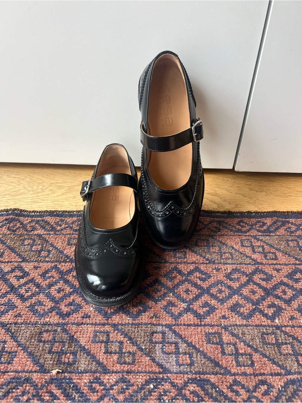 Black Mary Jane Mules with Strap